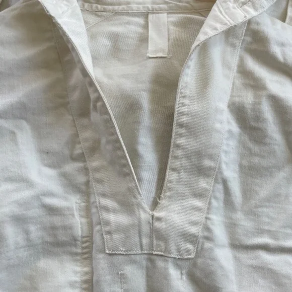 Vintage US NAVY Military Sailor White Long Sleeve Uniform Shirt Stencil Print - Picture 4 of 14